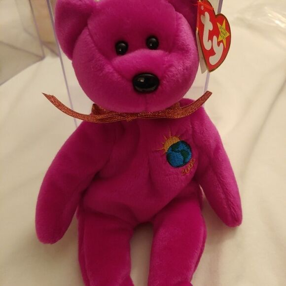 Ty Beanie Baby 9" MILLENIUM Purple Bear DOB: January 1, 1999 - Picture 1 of 8